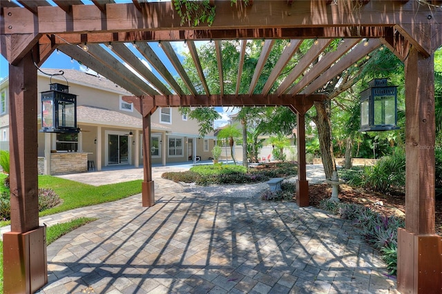 view of patio / terrace featuring a pergola