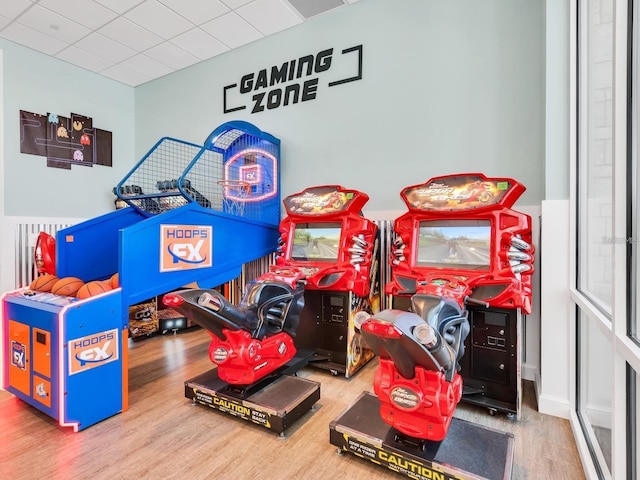 playroom featuring wood-type flooring