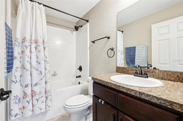 full bathroom featuring vanity, toilet, and shower / bath combo with shower curtain