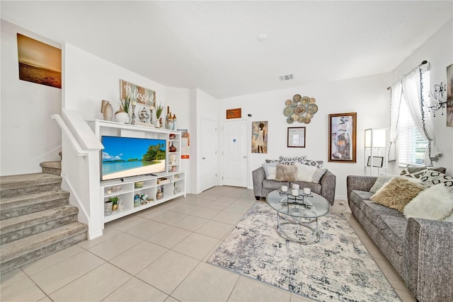 view of tiled living room