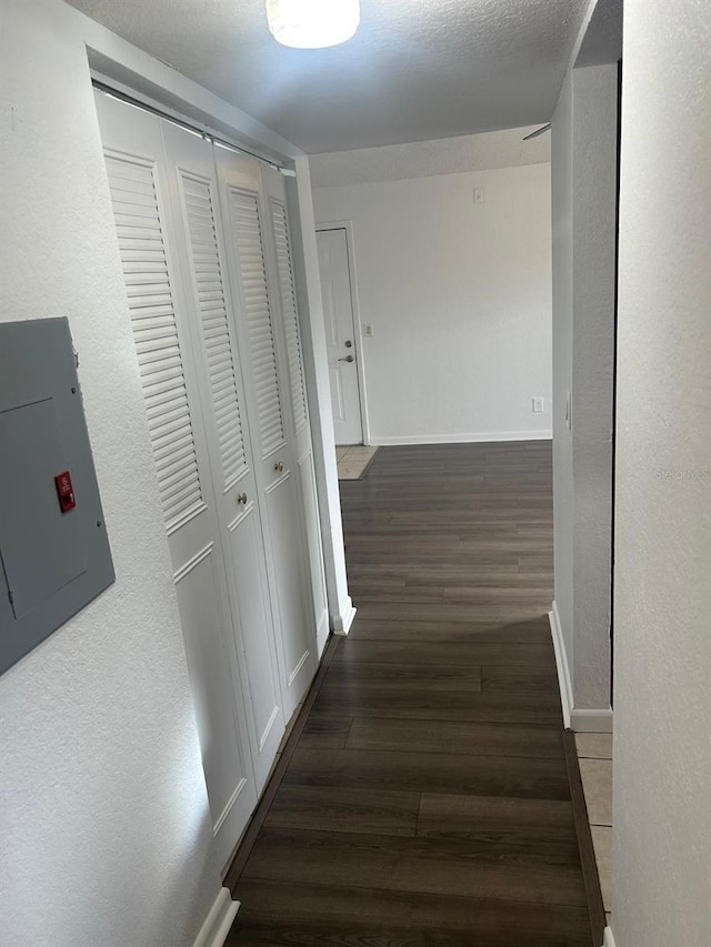 corridor featuring dark hardwood / wood-style floors