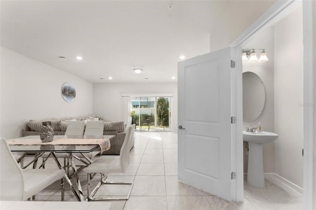 view of tiled living room