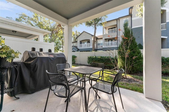 view of patio / terrace featuring a grill