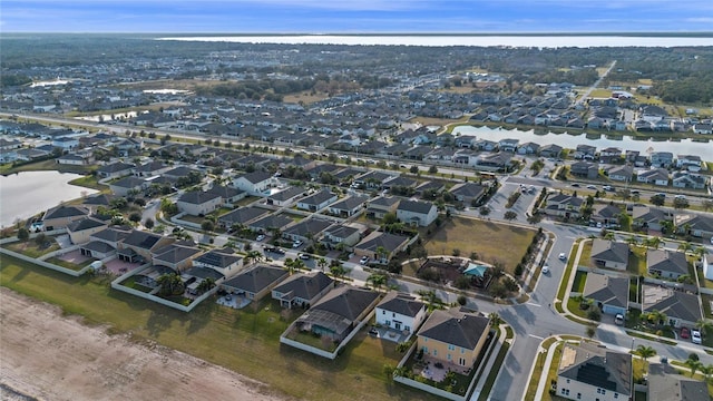 bird's eye view featuring a water view