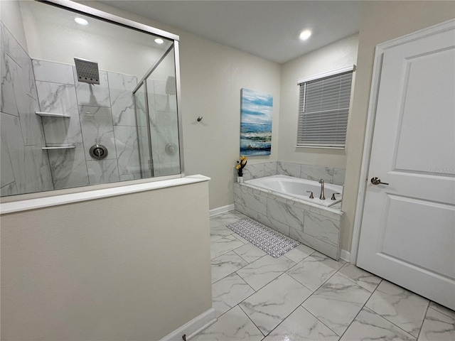 bathroom with independent shower and bath