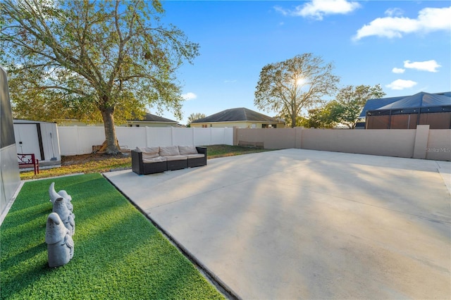 view of patio featuring an outdoor living space