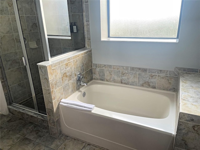 bathroom with plus walk in shower