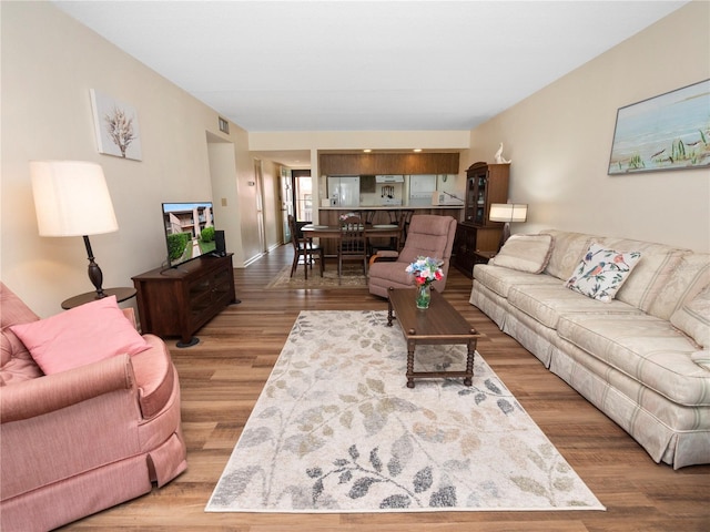 living room featuring light hardwood / wood-style flooring