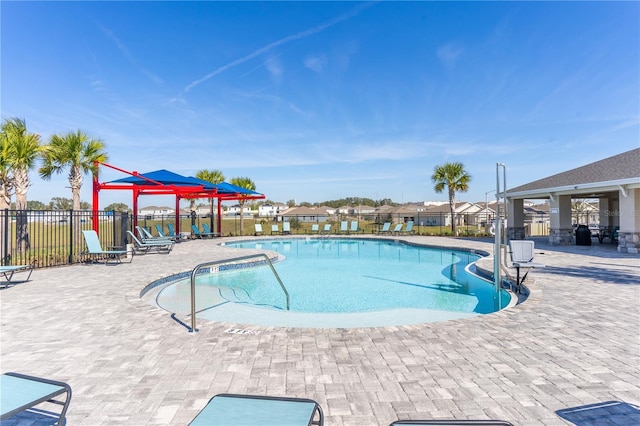 view of pool featuring a patio