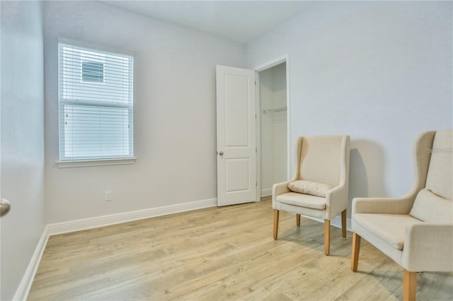 living area featuring light hardwood / wood-style flooring