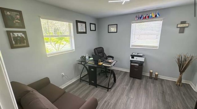 office space featuring hardwood / wood-style flooring