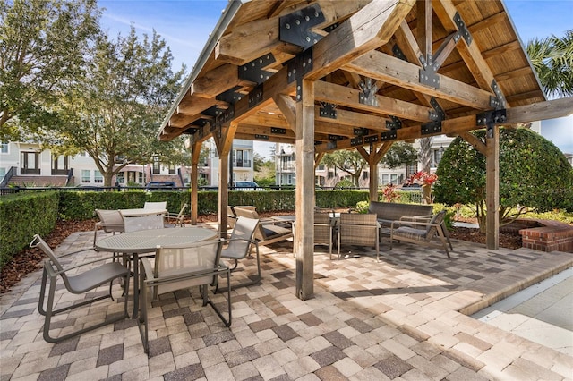 view of patio / terrace with a gazebo