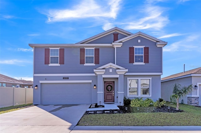 front facade with a garage