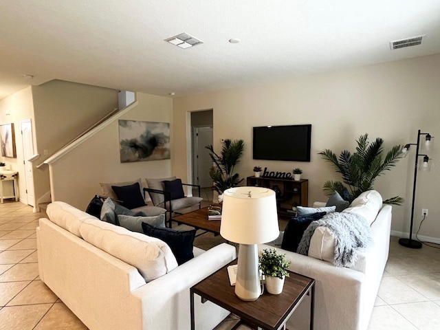 view of tiled living room