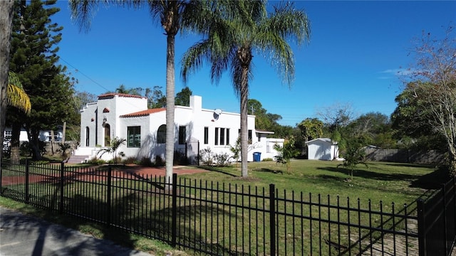 exterior space with a front yard