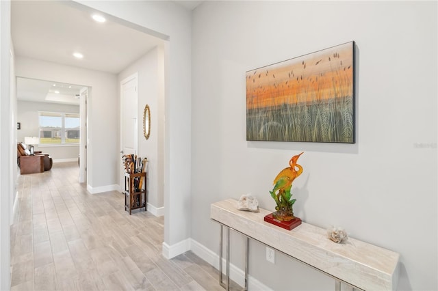 hall featuring light wood-type flooring