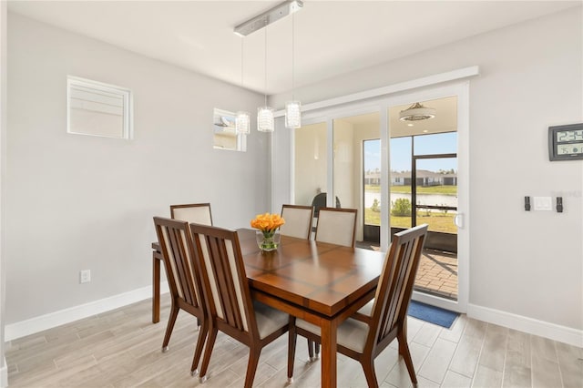 dining room with light hardwood / wood-style floors