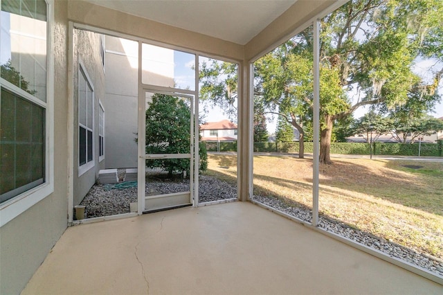 view of unfurnished sunroom