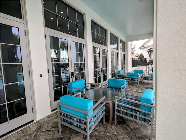 view of patio / terrace with french doors and an outdoor hangout area