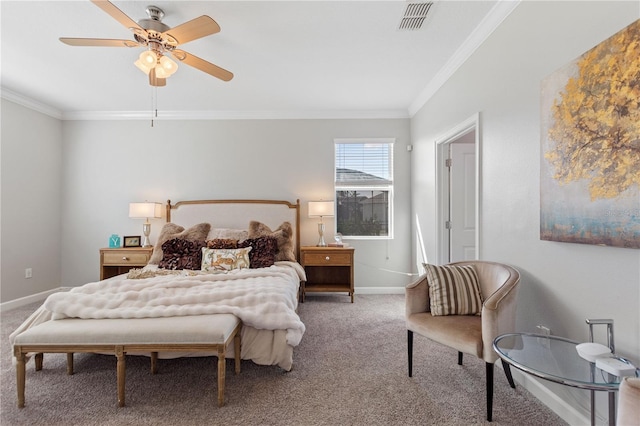 4608 Egg Harbor Dr, Kissimmee, FL 34746 - carpeted bedroom featuring crown molding and ceiling fan