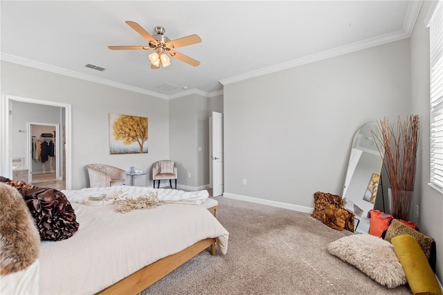 4608 Egg Harbor Dr, Kissimmee, FL 34746 - carpeted bedroom featuring ornamental molding and ceiling fan
