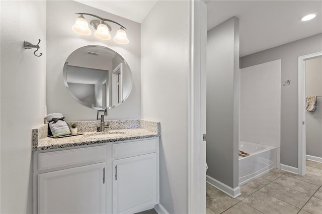4608 Egg Harbor Dr, Kissimmee, FL 34746 - bathroom featuring vanity,  shower combination, and tile patterned floors