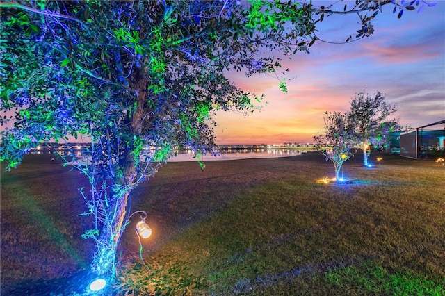 4608 Egg Harbor Dr, Kissimmee, FL 34746 - yard at dusk with a water view