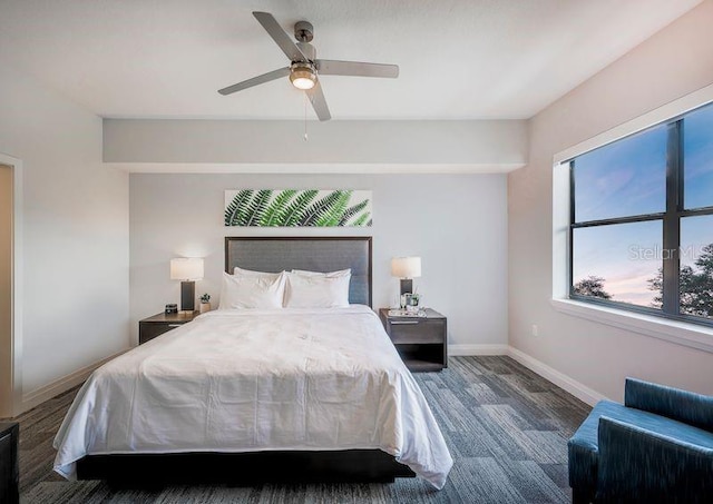 bedroom featuring ceiling fan