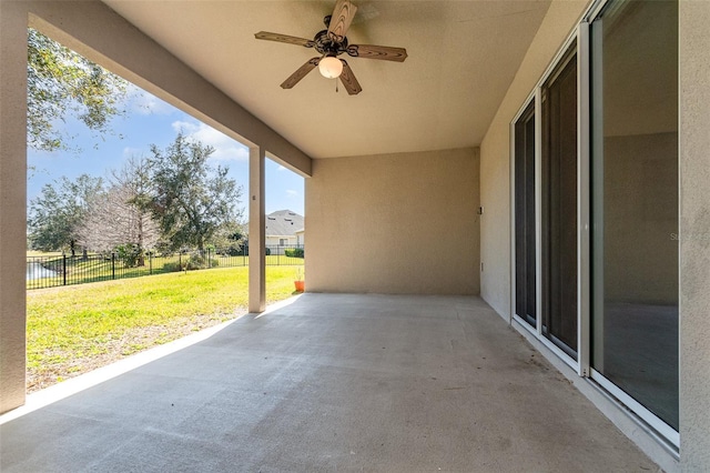 view of patio with ceiling fan