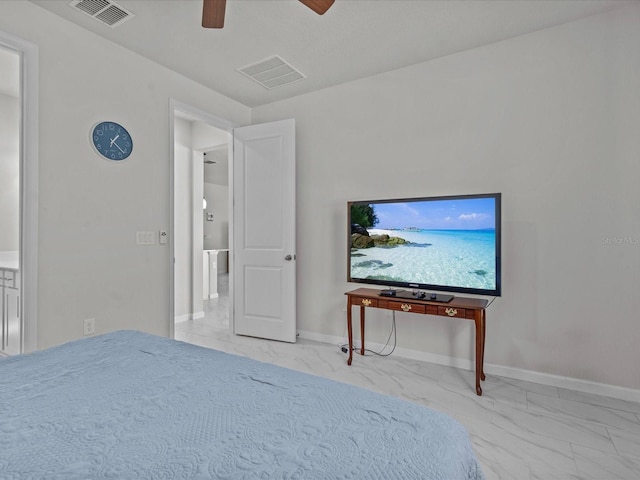 unfurnished bedroom featuring ceiling fan