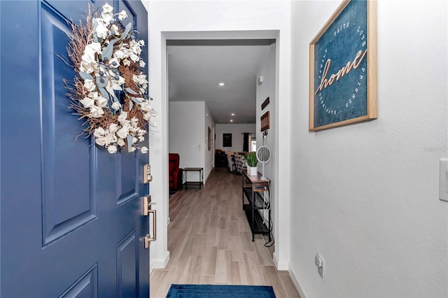 entryway with light wood-type flooring