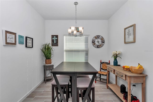 dining room featuring a chandelier