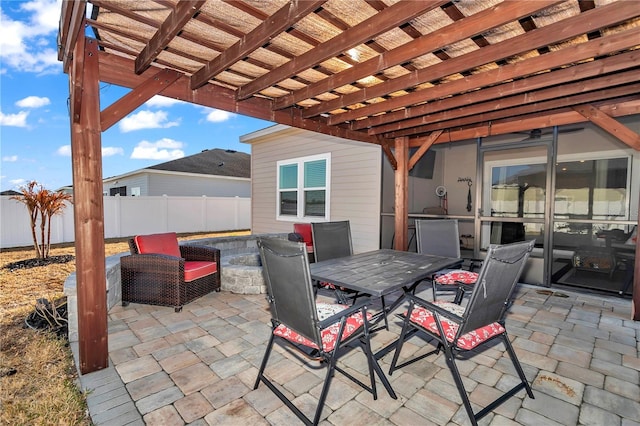 view of patio / terrace featuring a pergola