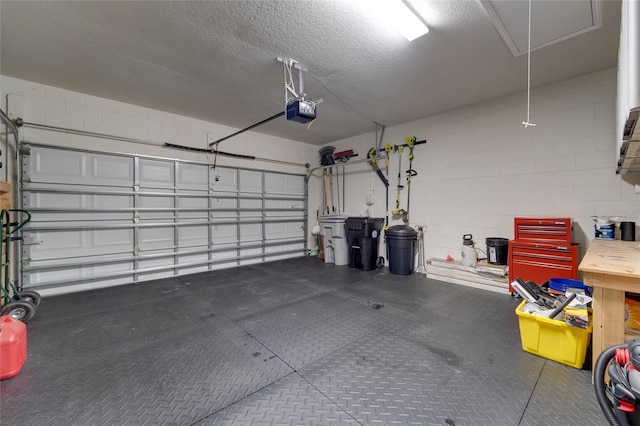 garage with a garage door opener