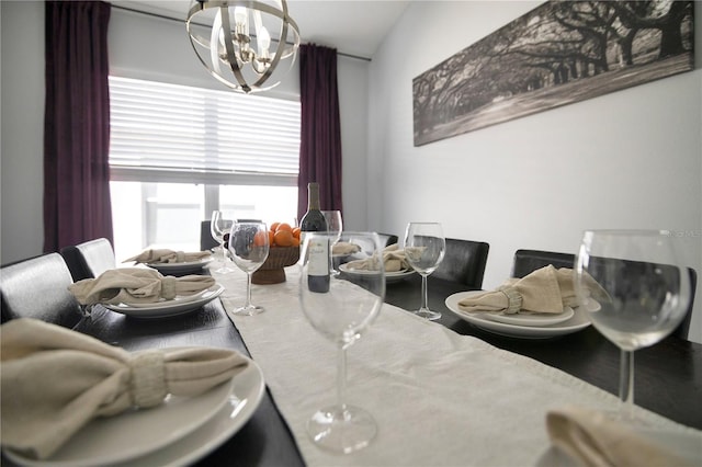 dining room featuring a chandelier