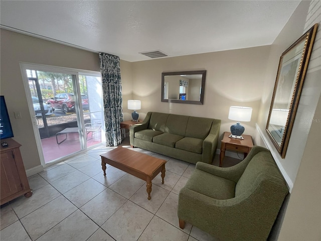 view of tiled living room