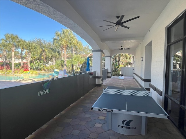 view of patio / terrace with ceiling fan