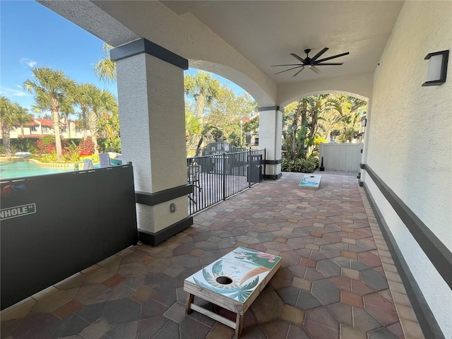 view of patio / terrace with ceiling fan