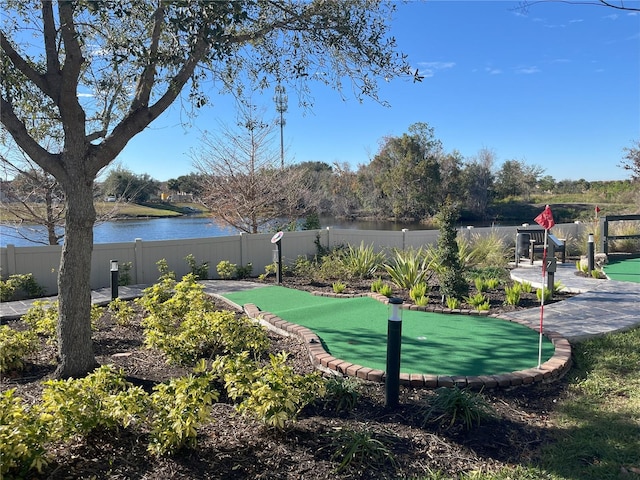 view of property's community featuring a water view