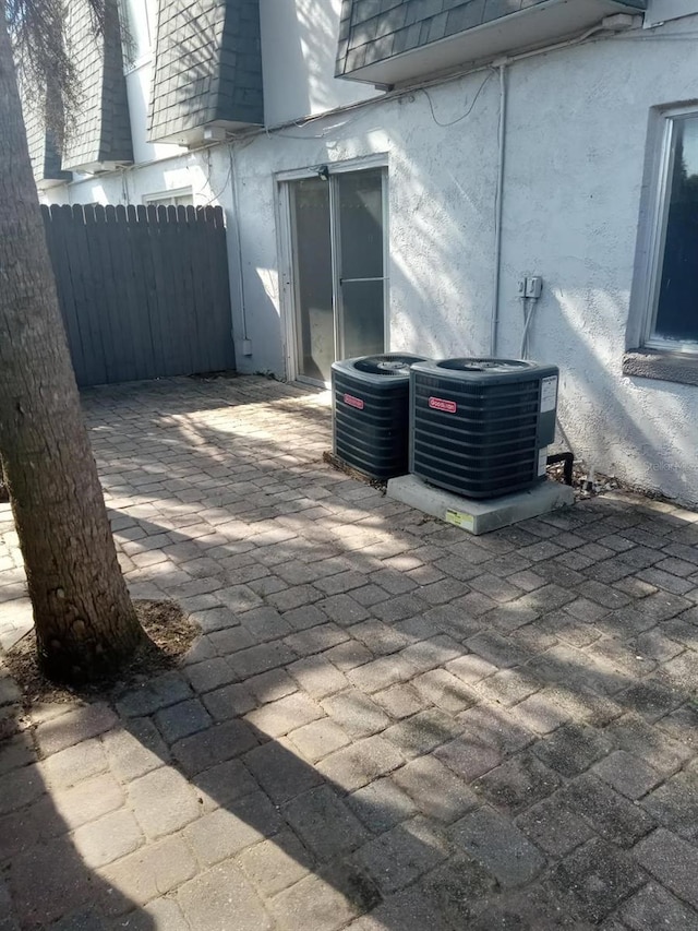 view of patio featuring central air condition unit