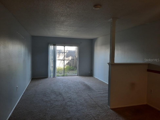 spare room with carpet and a textured ceiling