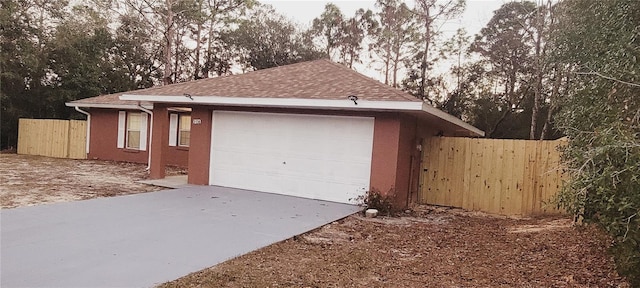 exterior space featuring a garage