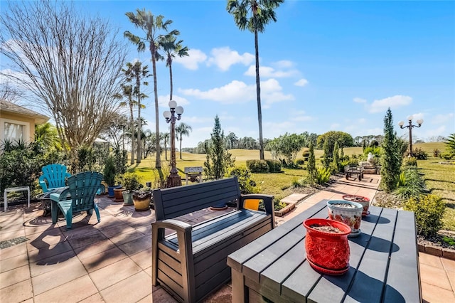 view of patio with a rural view