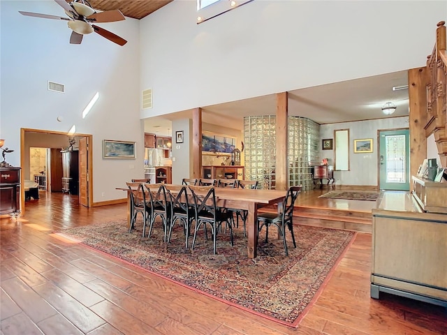 dining room featuring ceiling fan and light hardwood / wood-style floors