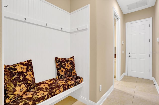 mudroom featuring light tile patterned floors