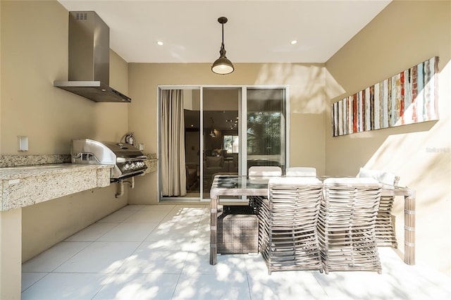 dining space with light tile patterned floors