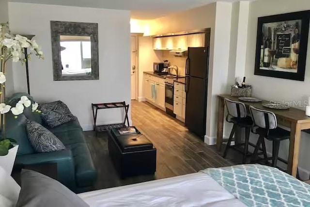 living room featuring dark hardwood / wood-style floors