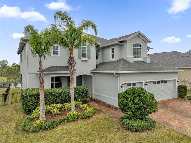 view of front of home featuring a garage and a front yard