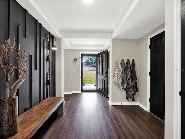 foyer featuring dark wood-type flooring