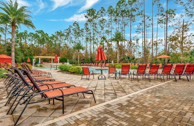 view of patio / terrace with a community pool